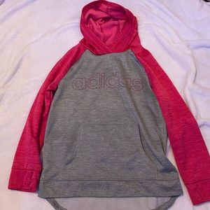 Pink and grey adidas hoodie